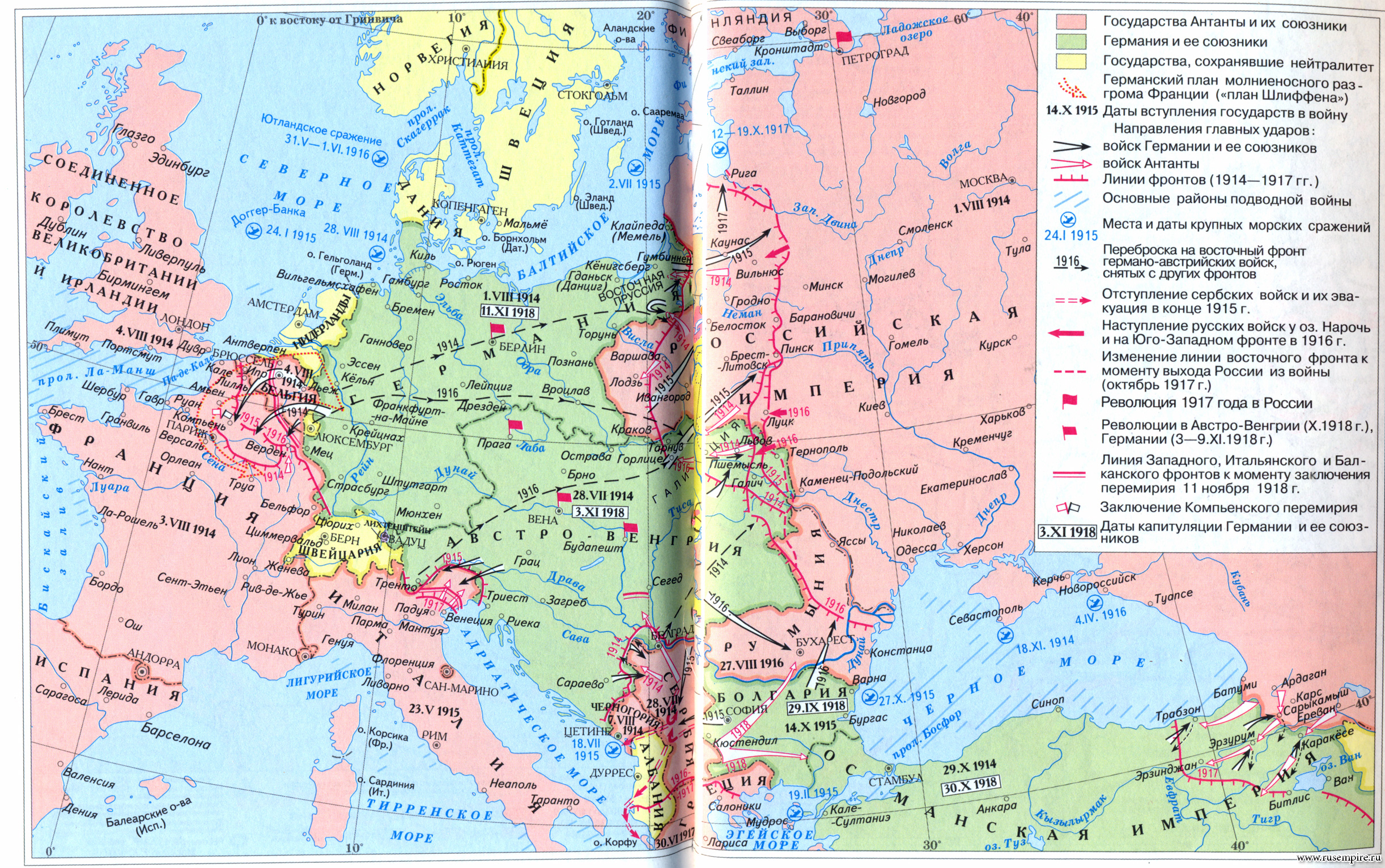 Империи участвующие в первой мировой войне. Карта первой мировой войны 1914-1918. Россия в первой мировой войне 1914-1918 атлас.