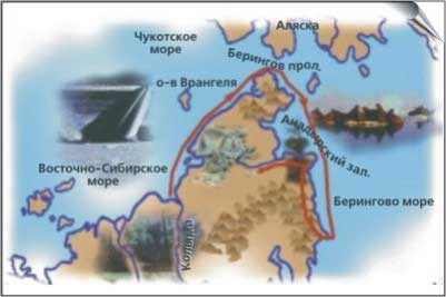 Карта-схема плавания Дежнёва