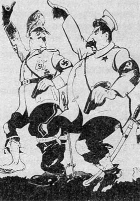 Союз Гитлера и Сталина. Английская карикатура. 1939 г.